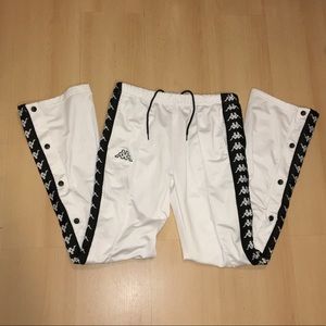 Kappa White Snap Tear-Away Jogger Track Pants